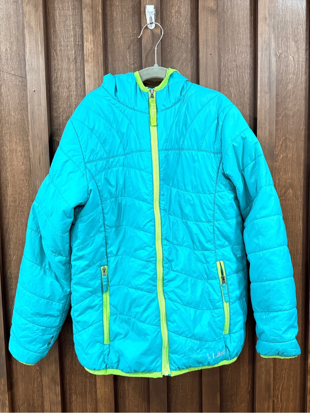 LL Bean Teal Hooded Kids Puffer Jacket